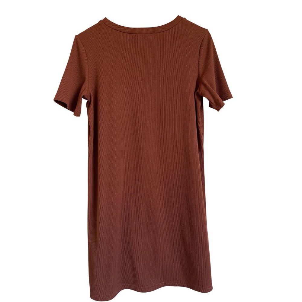 Heyson Size Medium Orange Cinnamon Brown Ribbed T-Shirt Dress - Picture 2 of 8